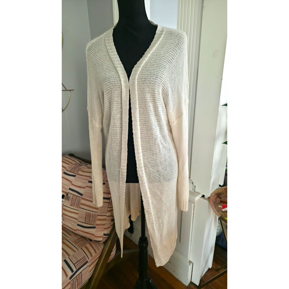 Wild Fable Women’s Ivory Solid Knit V-Neck Long Sleeve Open-Knit Cardigan L